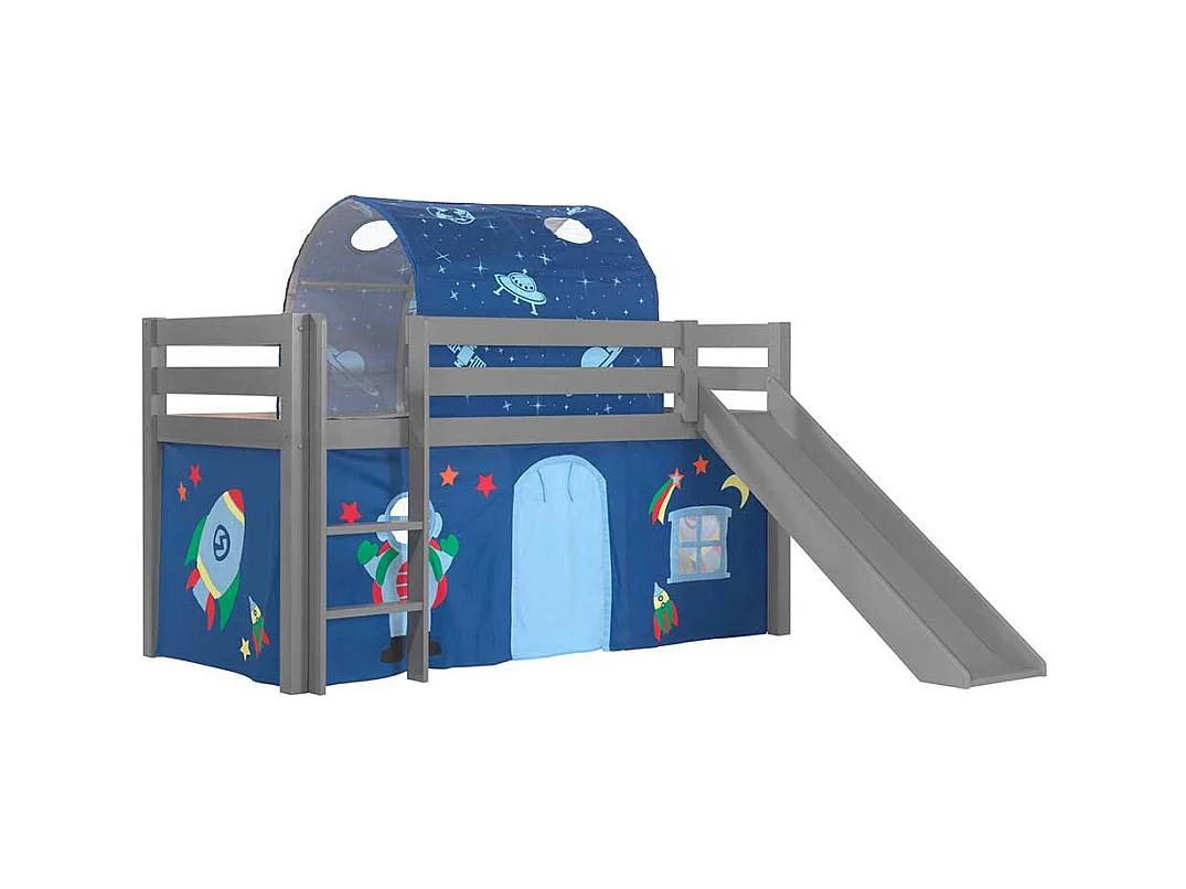 Jungen Spielhochbett in Grau und Blau Rutsche