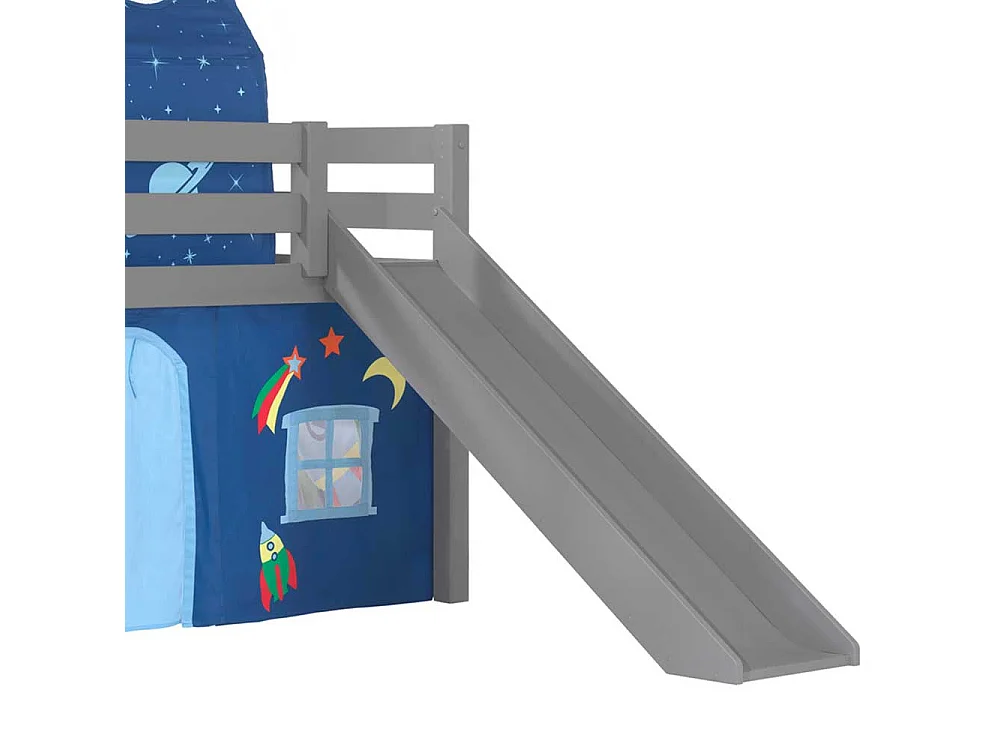 Jungen Spielhochbett in Grau und Blau Rutsche