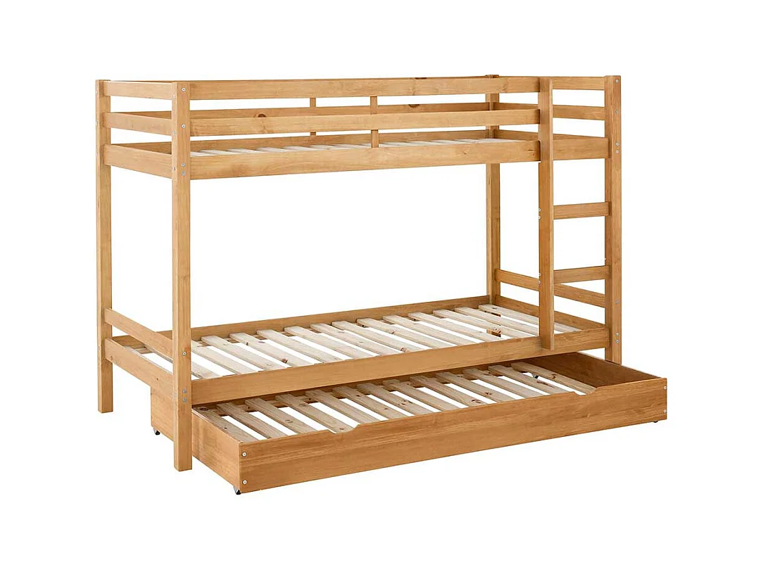 Etagenbett aus Kiefer Massivholz gebeizt und geölt