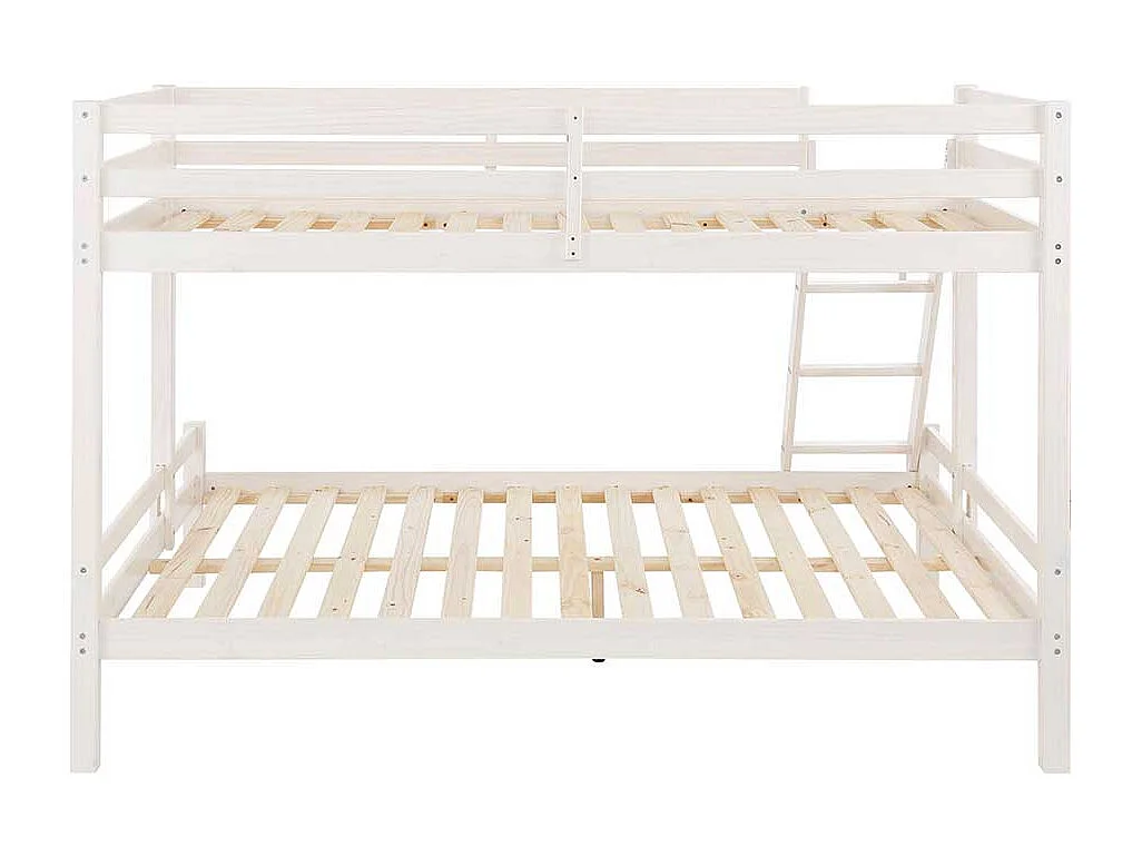 Kinderdoppelhochbett in Weiß Kiefer Massivholz