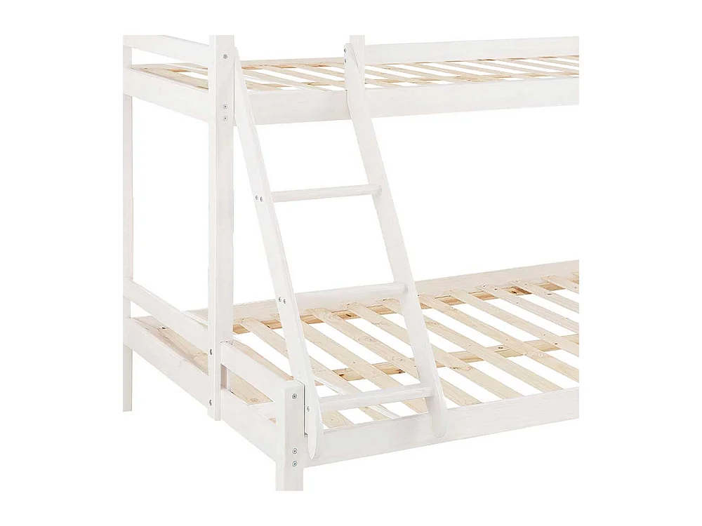 Kinderdoppelhochbett in Weiß Kiefer Massivholz