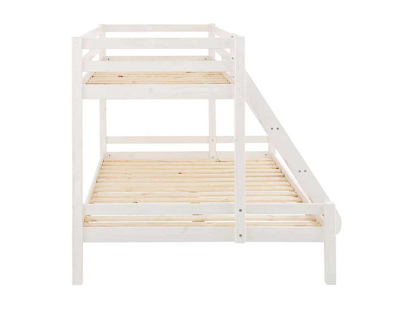 Kinderdoppelhochbett in Weiß Kiefer Massivholz