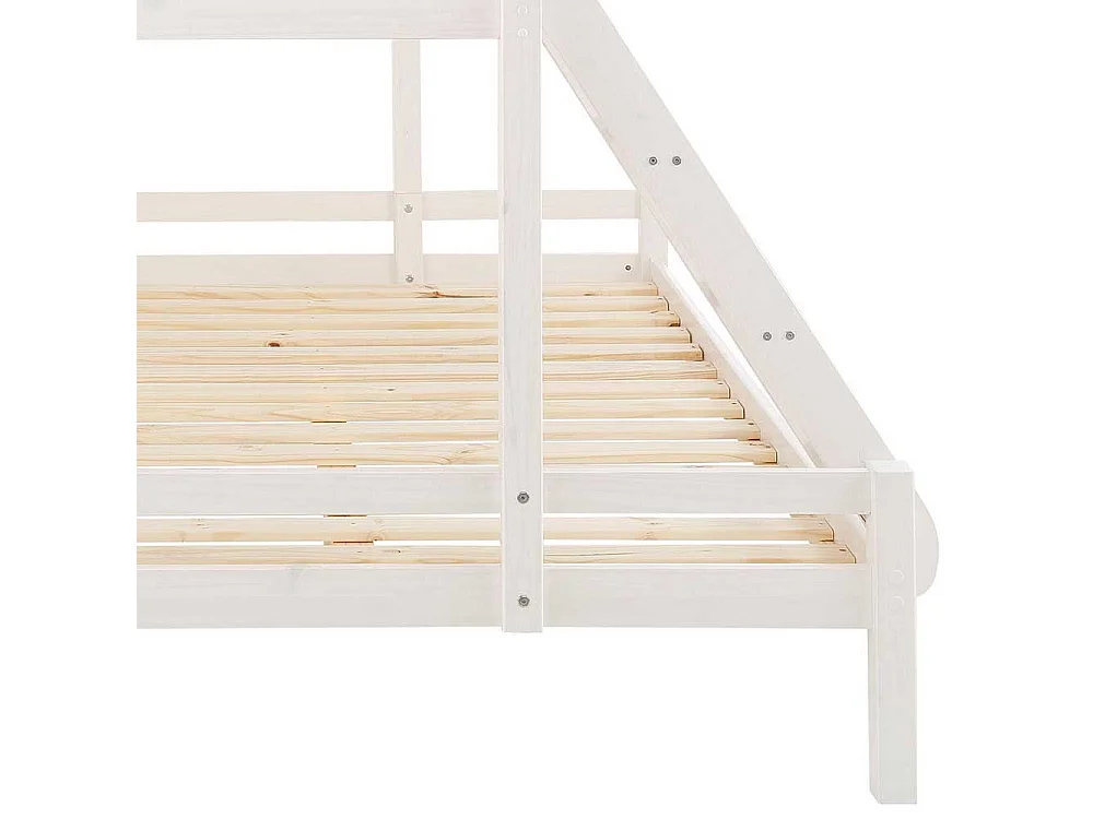 Kinderdoppelhochbett in Weiß Kiefer Massivholz