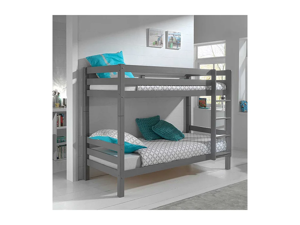 Kinderzimmer Stockbett in Grau Kiefer Massivholz