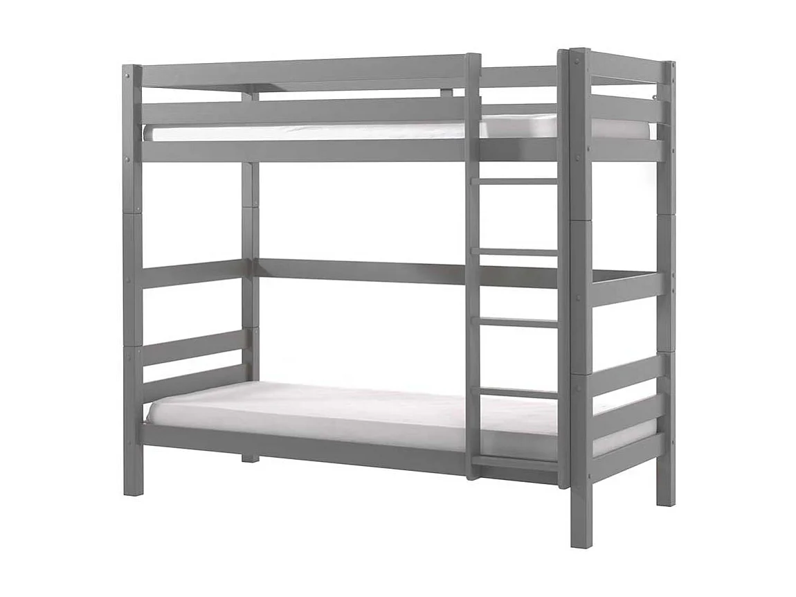 Kinderzimmer Stockbett in Grau Kiefer Massivholz