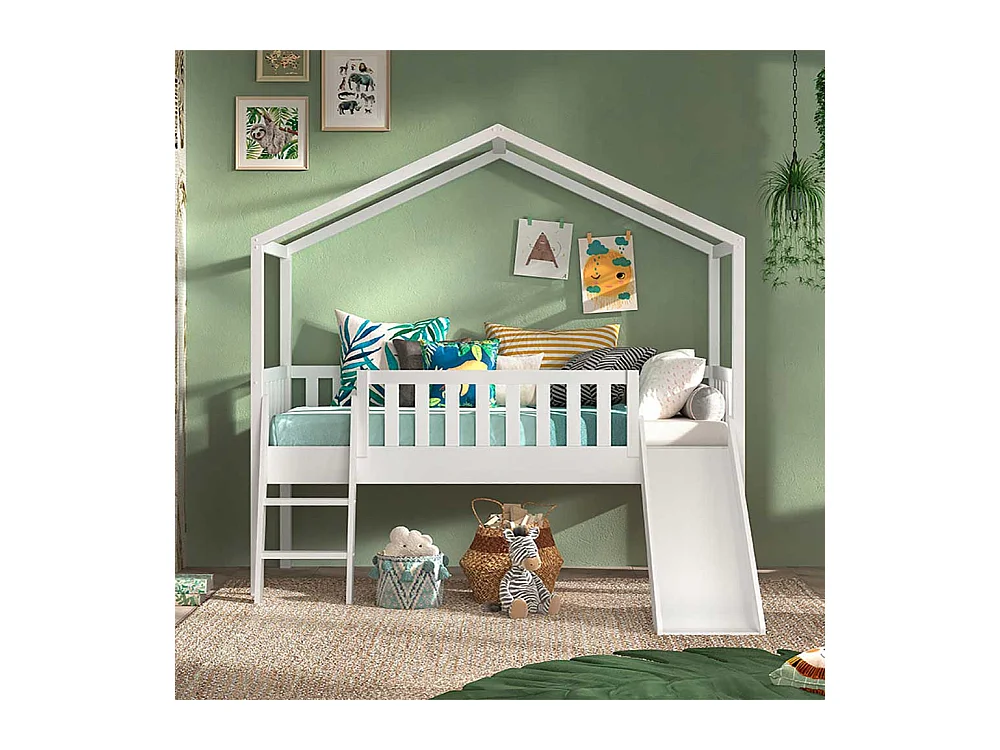 Kinderzimmerbett Haus mit Rutsche inklusive Leiter 202 cm hoch