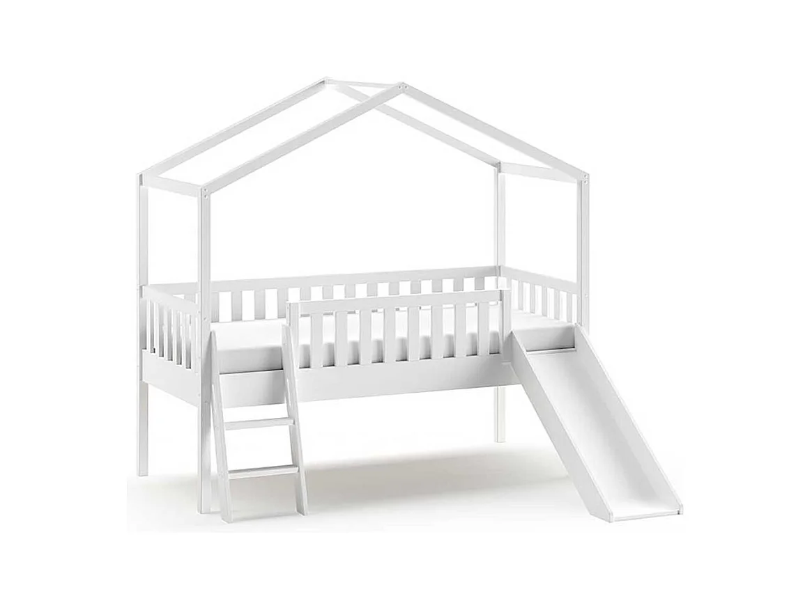 Kinderzimmerbett Haus mit Rutsche inklusive Leiter 202 cm hoch