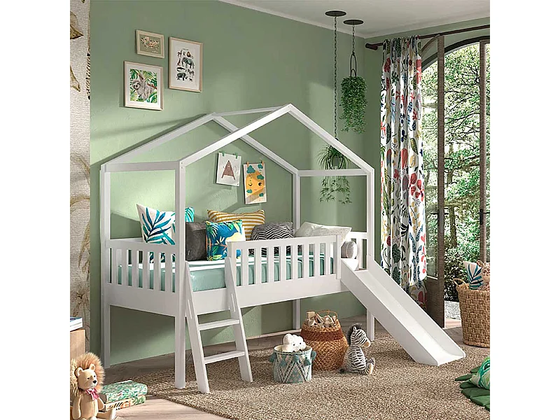Kinderzimmerbett Haus mit Rutsche inklusive Leiter 202 cm hoch