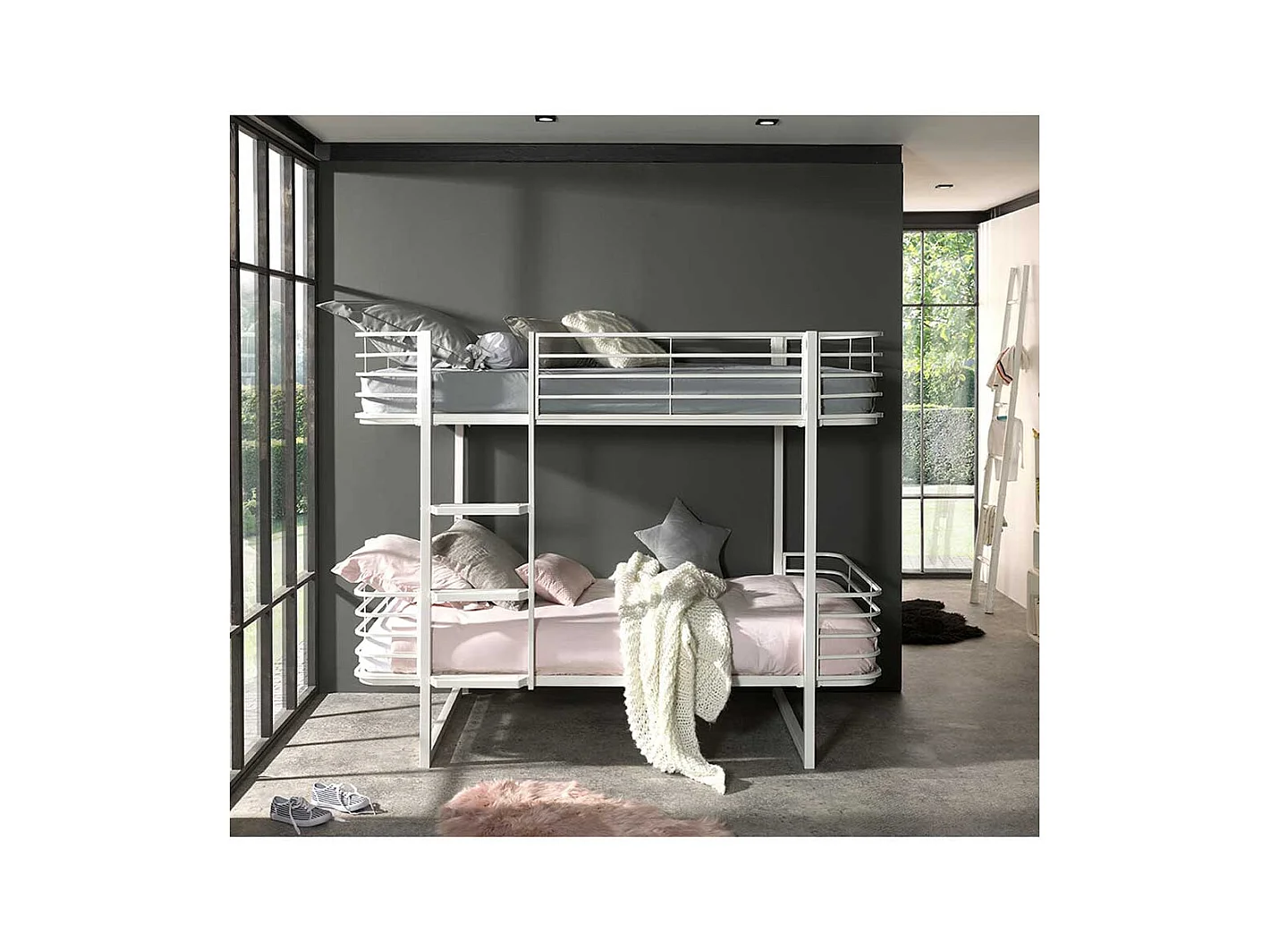 Kinderdoppelstockbett in Weiß Metall
