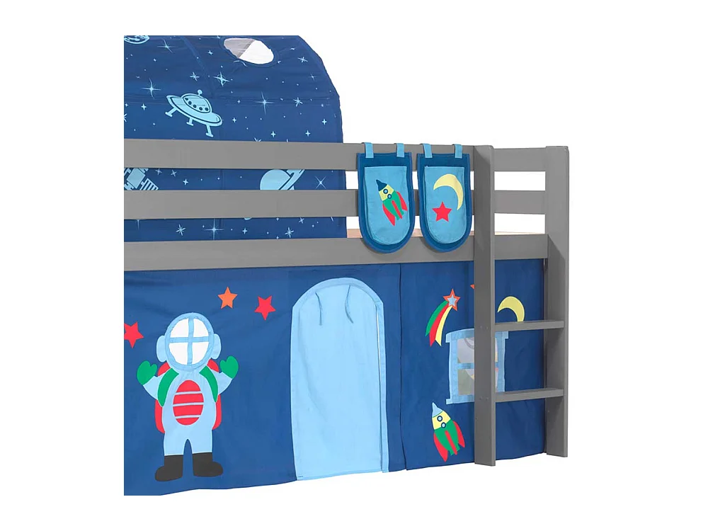 Abenteuerbett in Grau und Blau Astronaut Motiv
