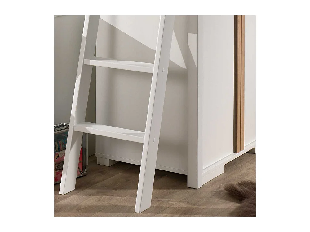 Hochbett Set weiß aus Kiefer Massivholz Skandi Design (vierteilig)