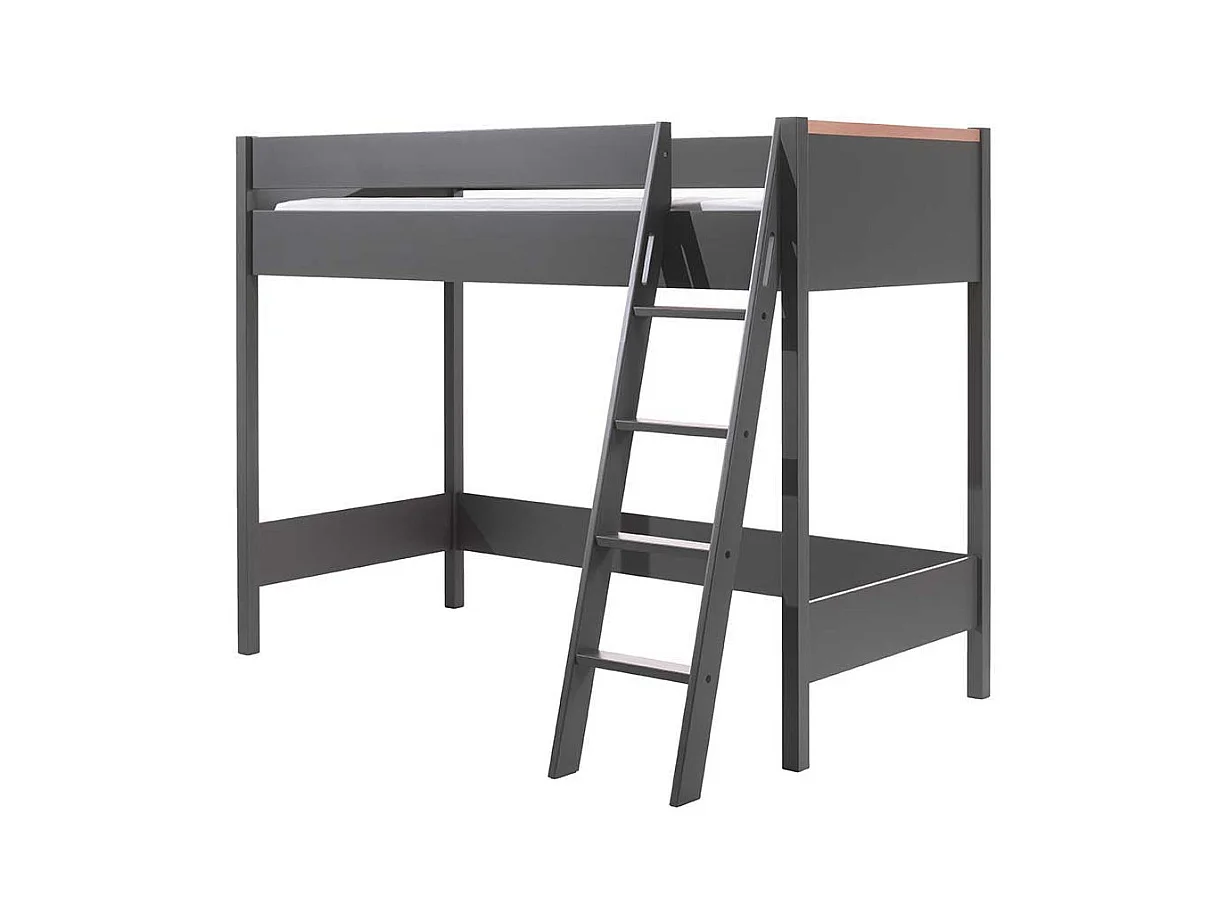 Hochbett mit Schrank in Anthrazit Buchefarben (zweiteilig)