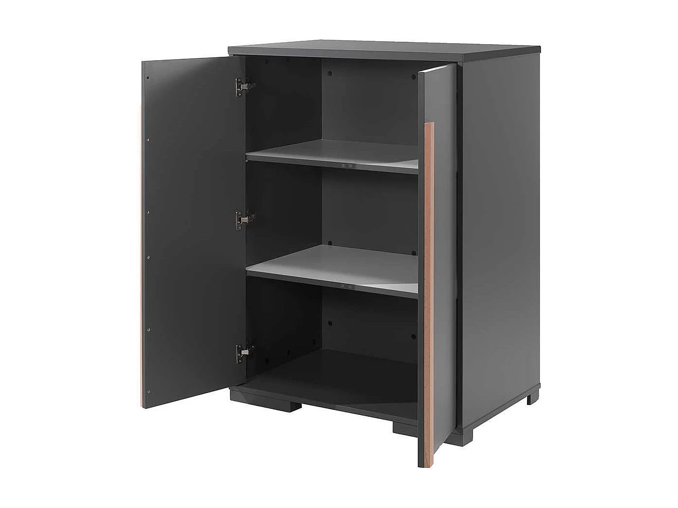 Hochbett mit Schrank in Anthrazit Buchefarben (zweiteilig)