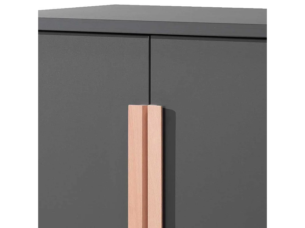 Hochbett mit Schrank in Anthrazit Buchefarben (zweiteilig)