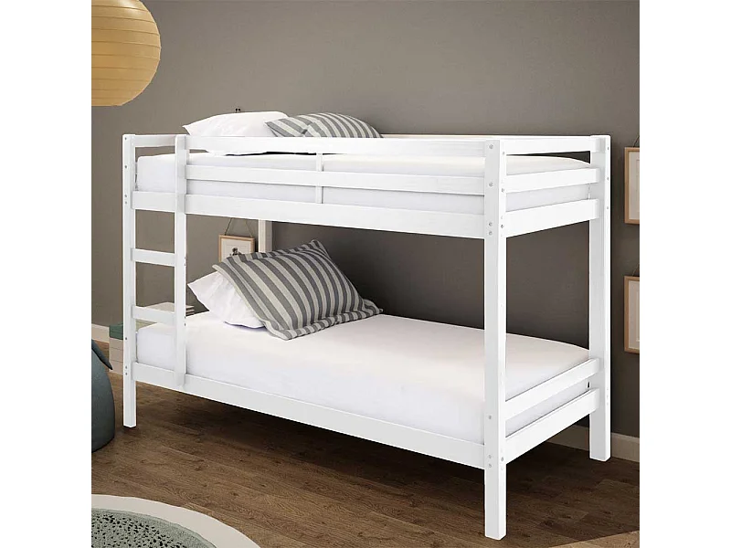 Stockbett in Weiß Kiefer Massivholz