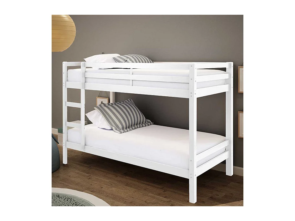 Stockbett in Weiß Kiefer Massivholz