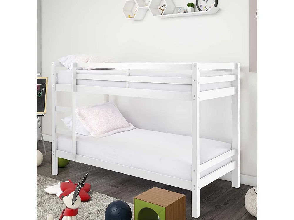 Stockbett in Weiß Kiefer Massivholz