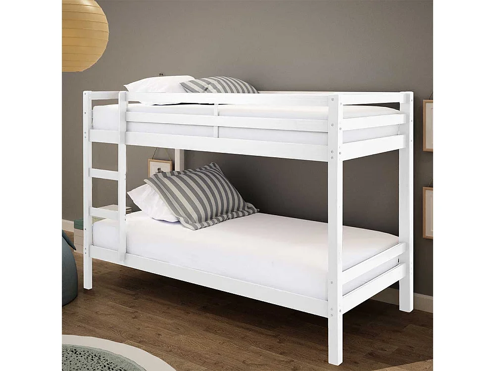 Stockbett in Weiß Kiefer Massivholz