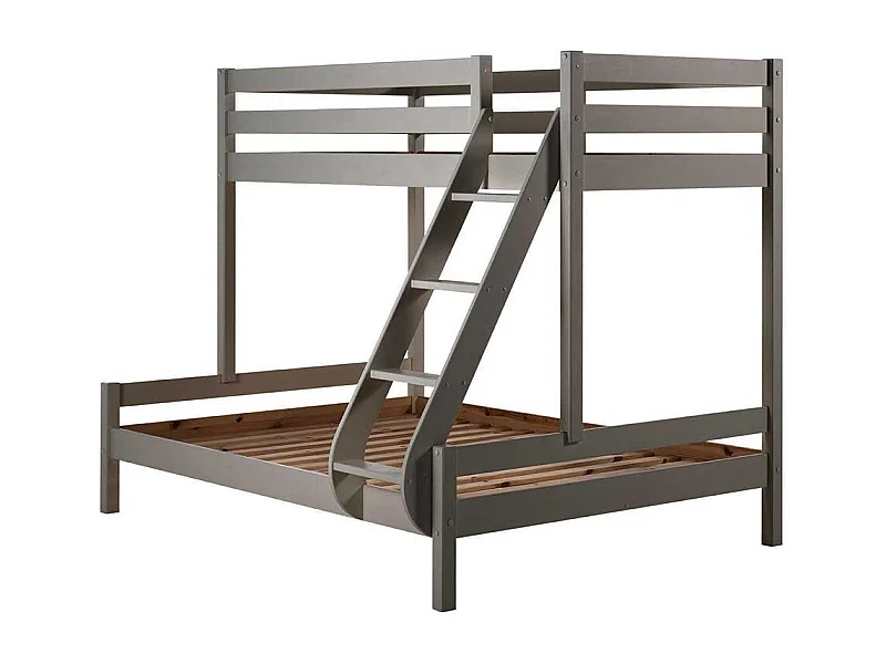 Doppelhochbett in Grau Kiefer Massivholz