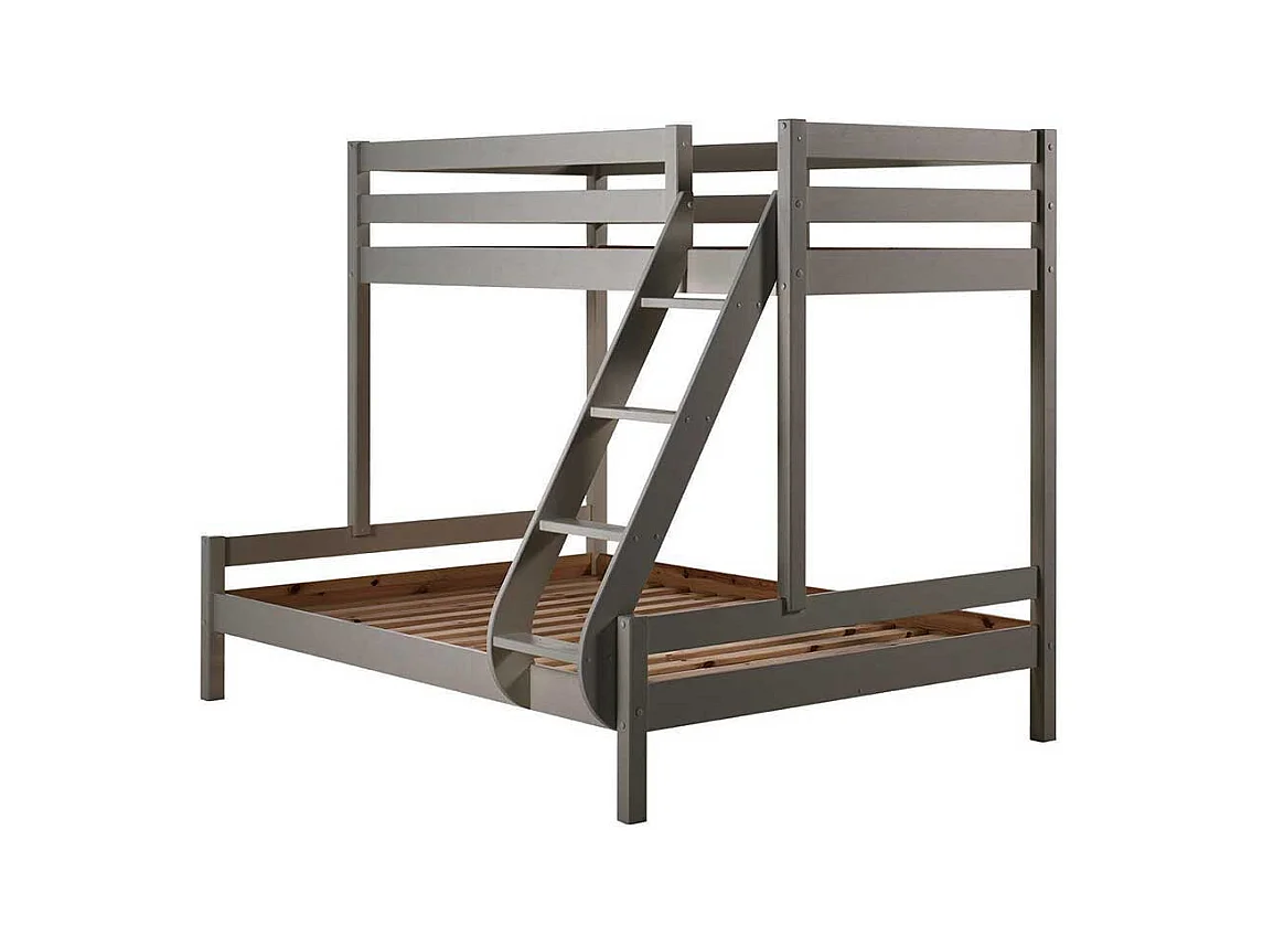 Doppelhochbett in Grau Kiefer Massivholz