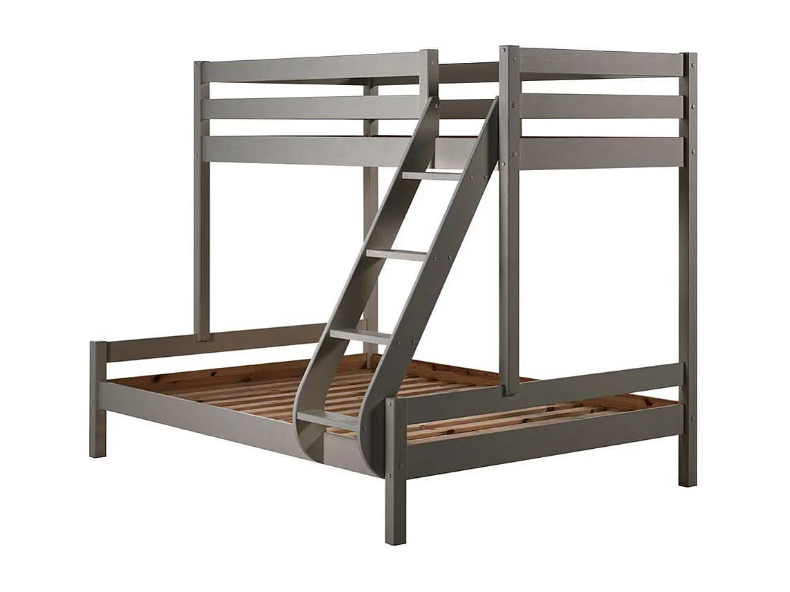 Doppelhochbett in Grau Kiefer Massivholz