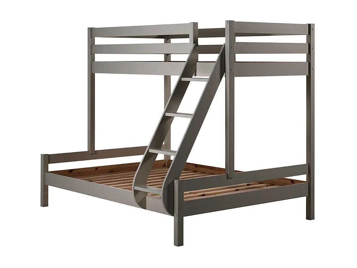 Doppelhochbett in Grau Kiefer Massivholz