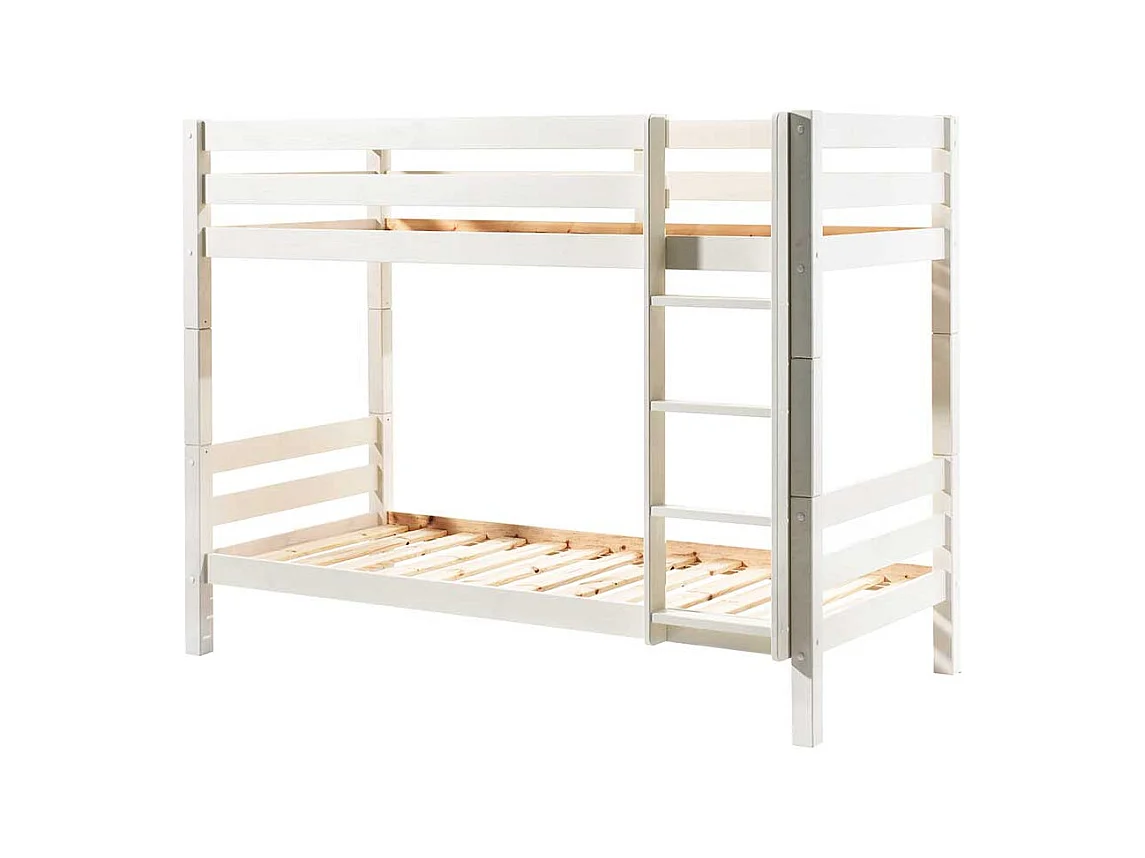 Weißes Etagenbett aus Kiefer Massivholz Leiter