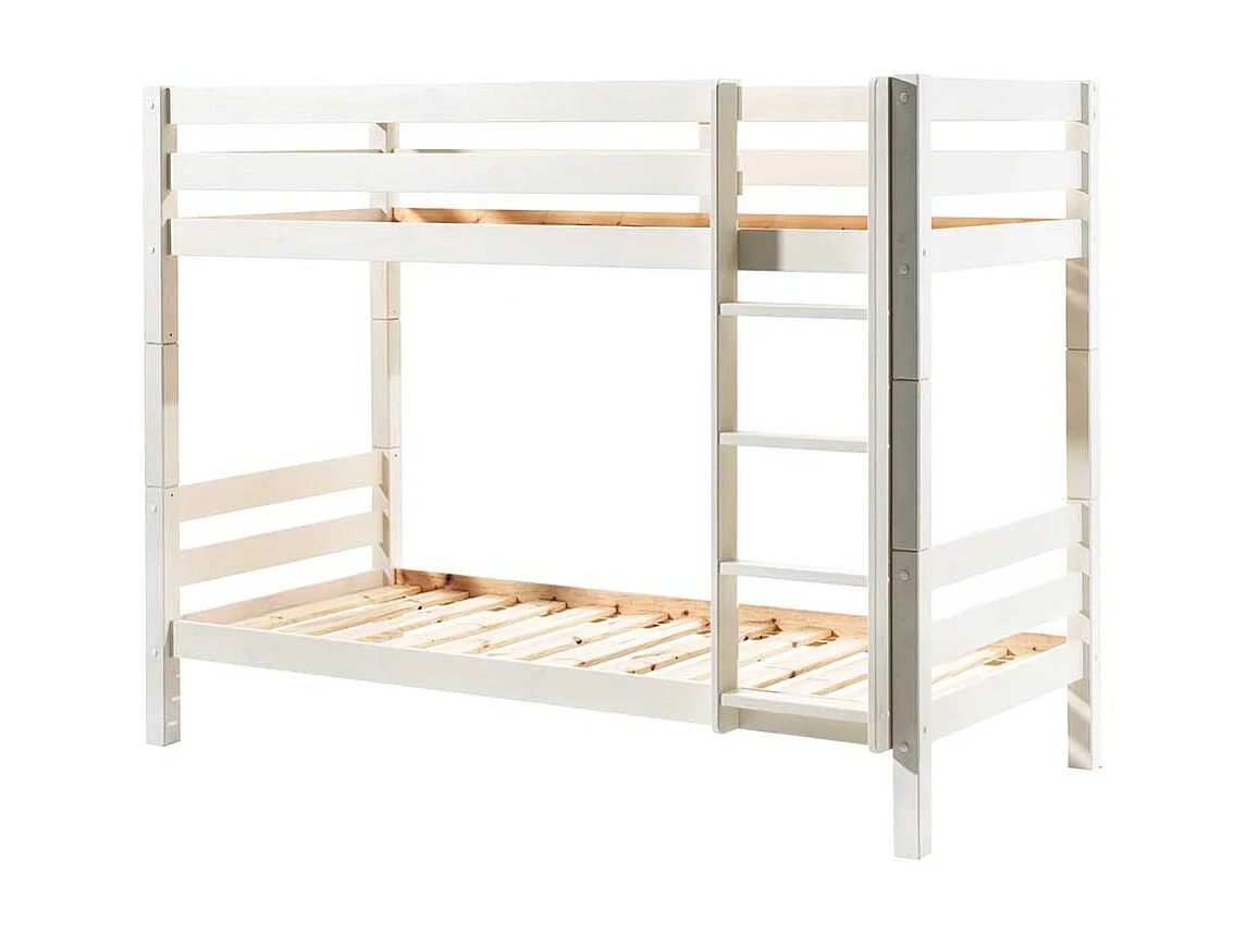 Weißes Etagenbett aus Kiefer Massivholz Leiter