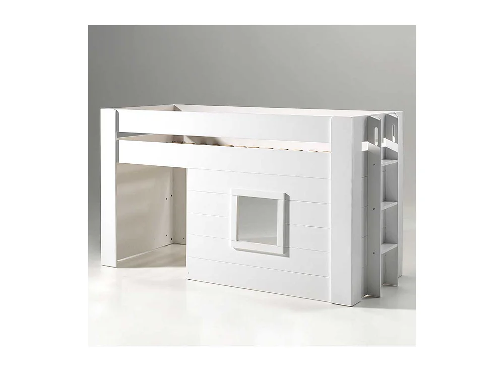 Kinderzimmer Halbhochbett in Weiß Leiter