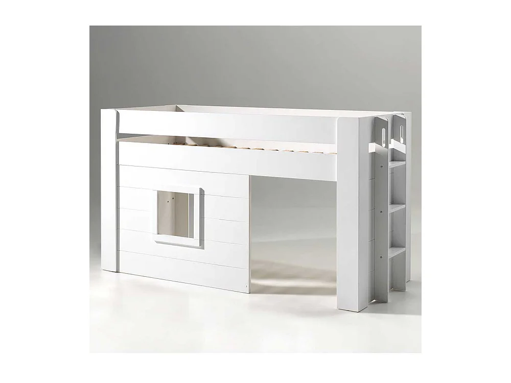 Kinderzimmer Halbhochbett in Weiß Leiter