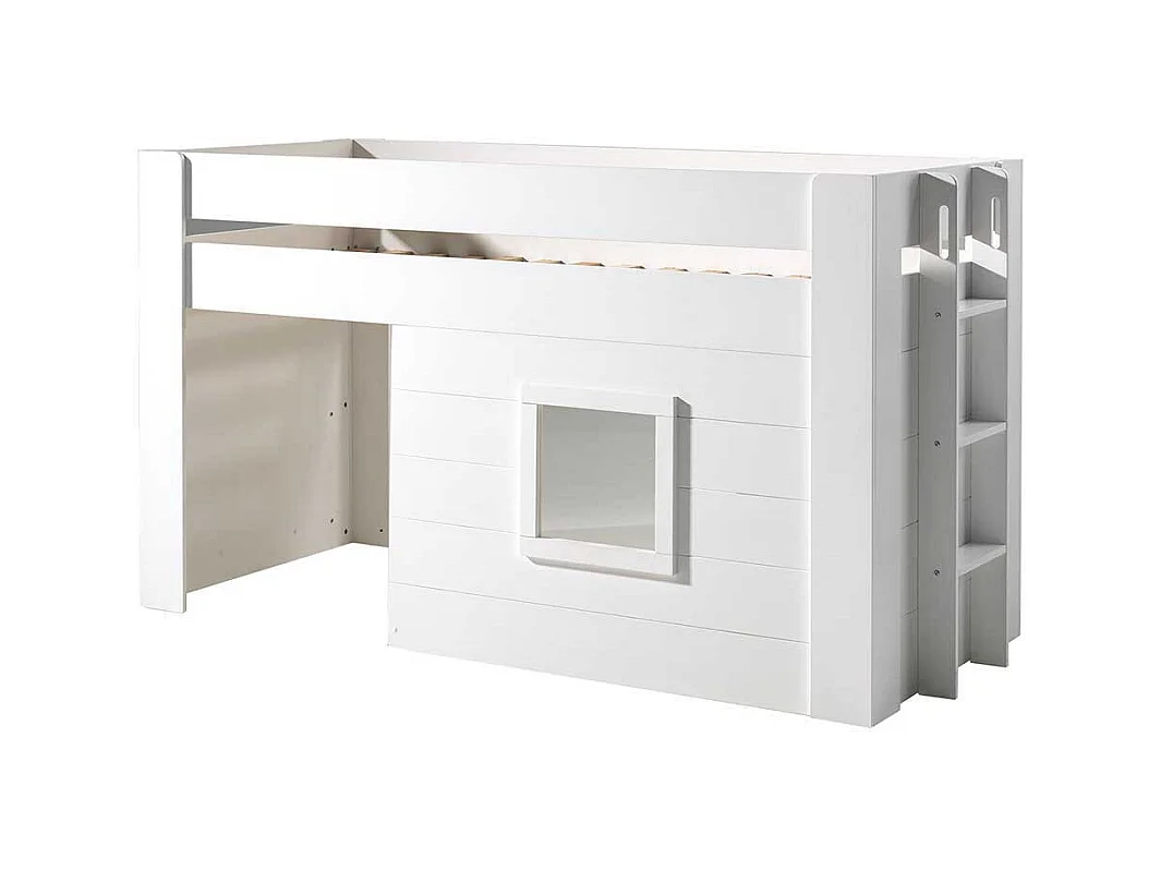 Kinderzimmer Halbhochbett in Weiß Leiter