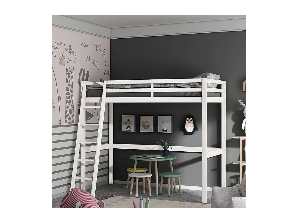 Kinderzimmer Bett 175 cm hoch Kiefer Massivholz