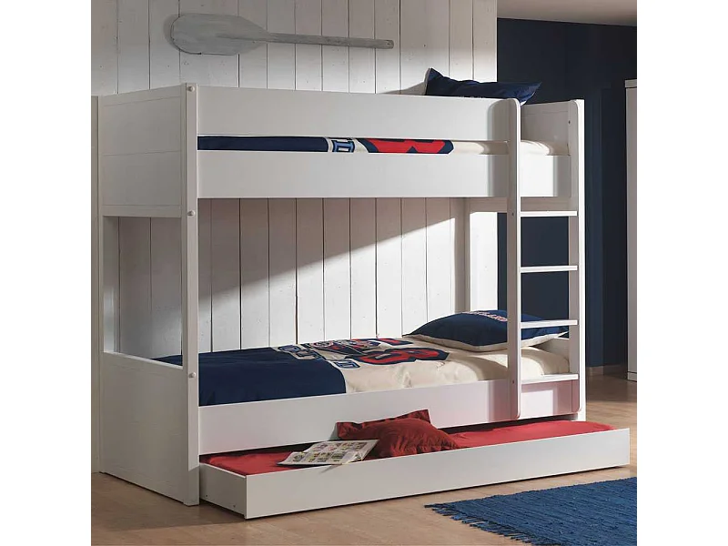 Kinderetagenbett in Weiß Bettkasten