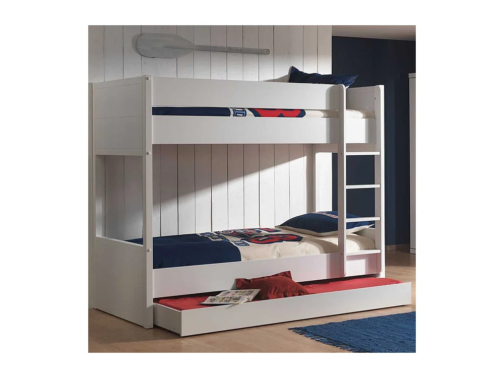 Kinderetagenbett in Weiß Bettkasten