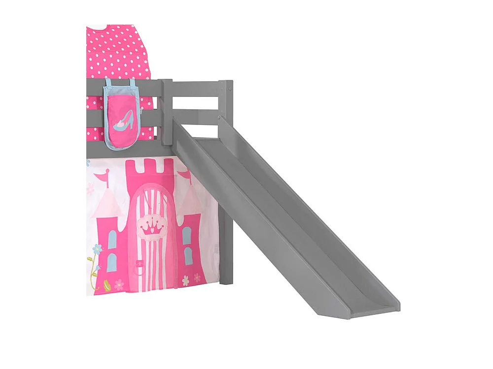 Prinzessinbett Rutsche Vorhang und Stofftunnel Grau Rosa Pink