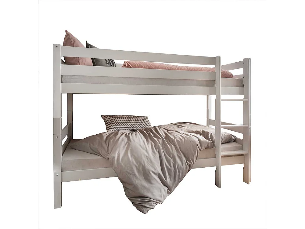 Etagenhochbett Massivholz Liegefläche 90x200 Weiß lackiert