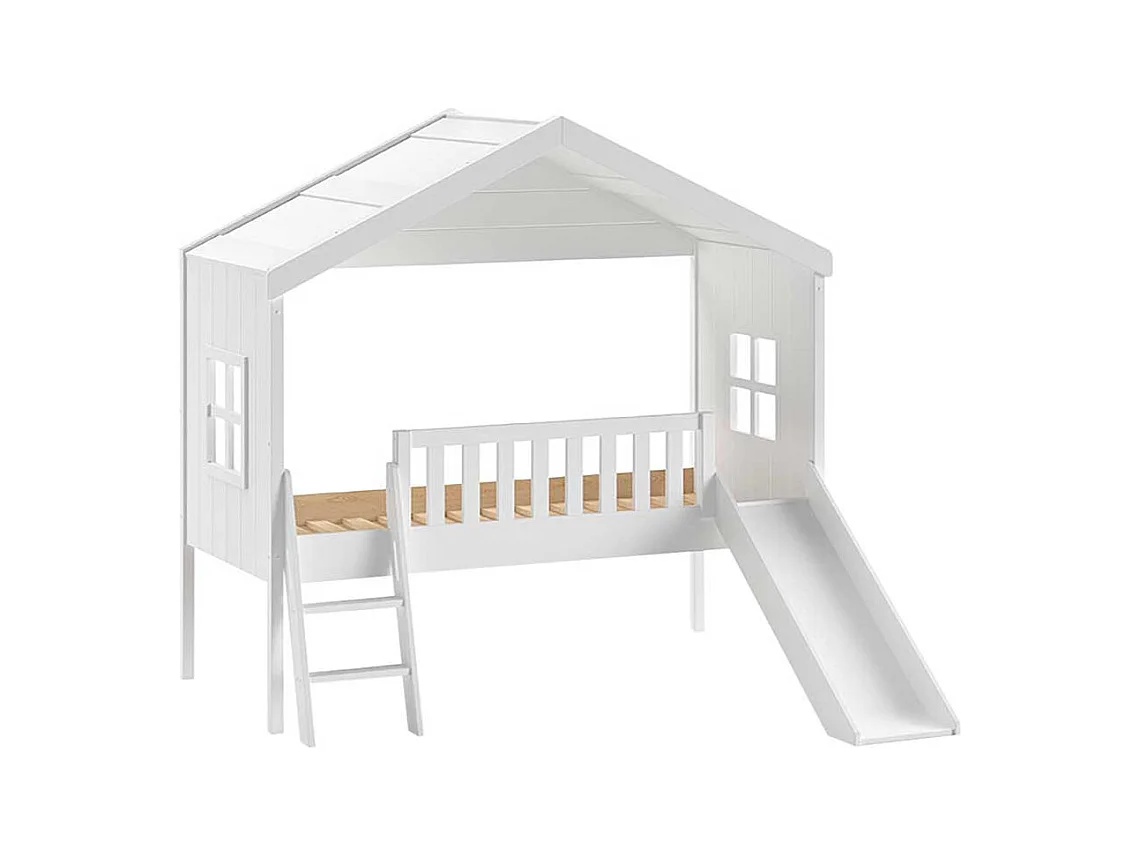 Kinderzimmer Bett weiß Haus Skandistil inklusive Leiter Rutsche