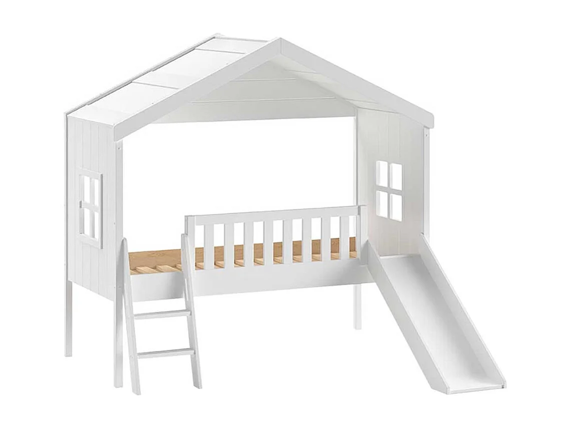 Kinderzimmer Bett weiß Haus Skandistil inklusive Leiter Rutsche