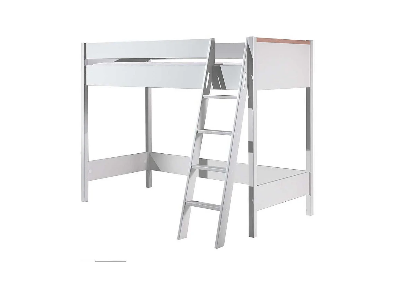 Kinder Hochbett mit Schrank Weiß und Buchefarben (zweiteilig)