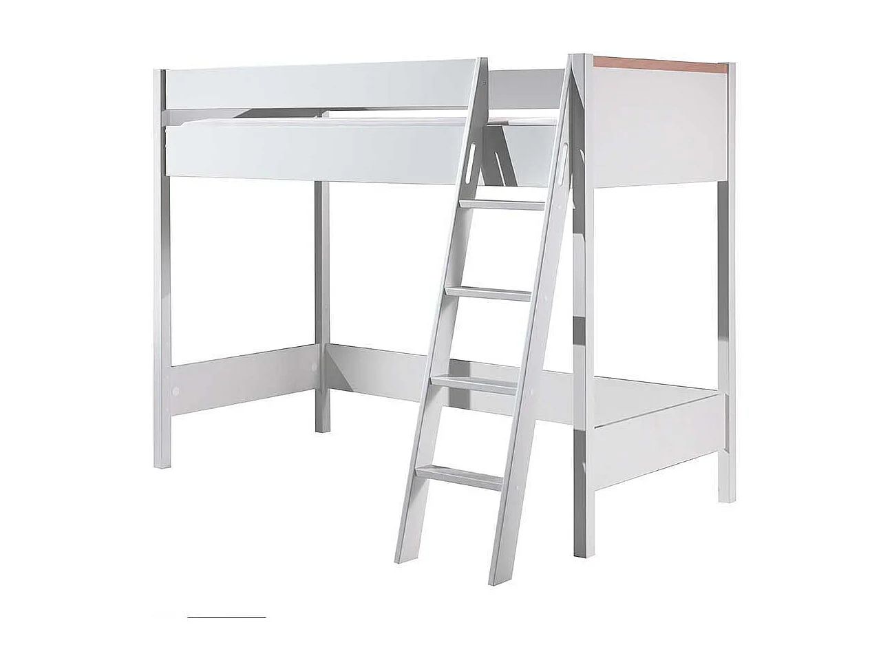 Kinder Hochbett mit Schrank Weiß und Buchefarben (zweiteilig)