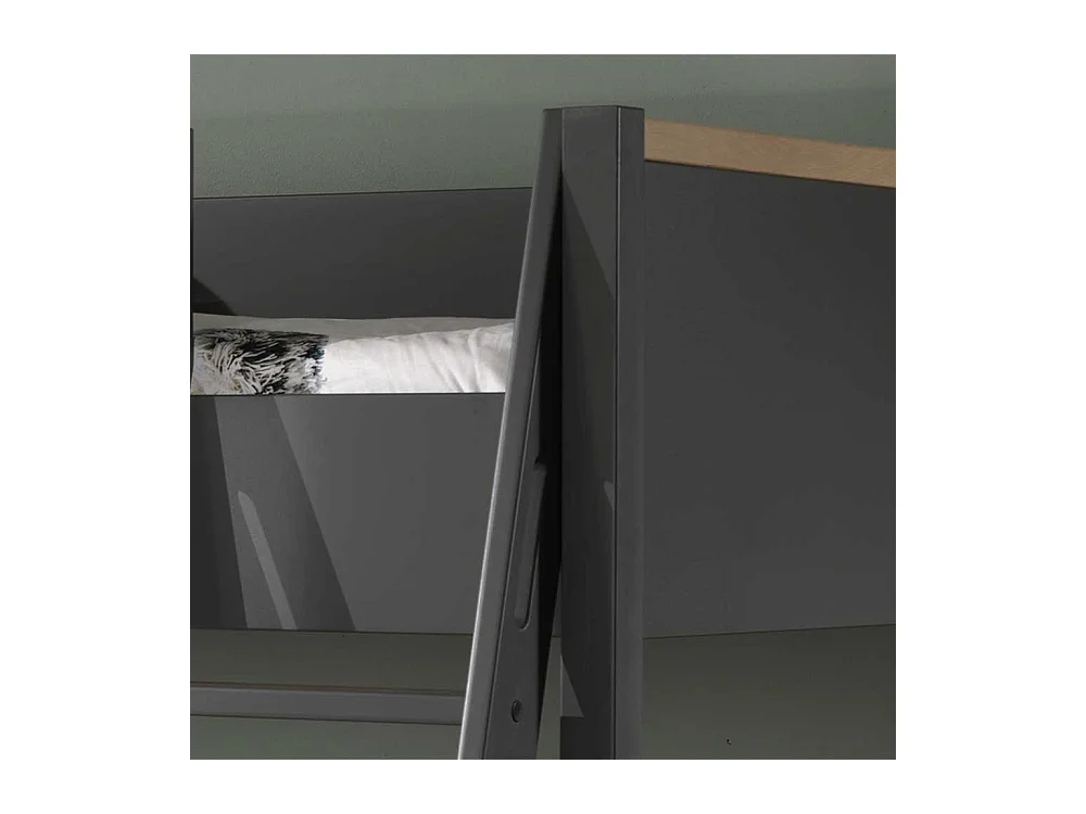 Hochbett Set Anthrazit im Skandi Design 160 cm hoch (dreiteilig)