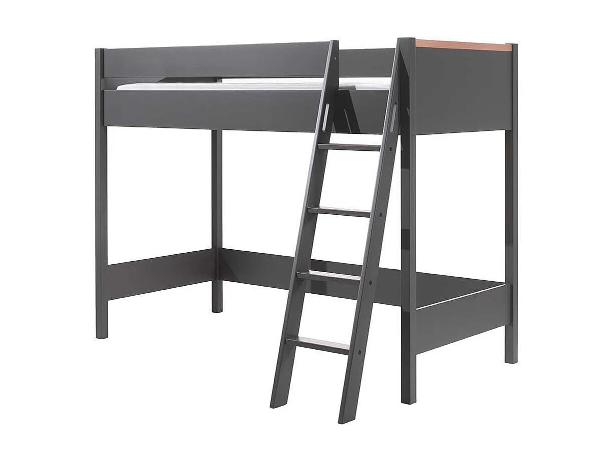 Hochbett Set Anthrazit im Skandi Design 160 cm hoch (dreiteilig)