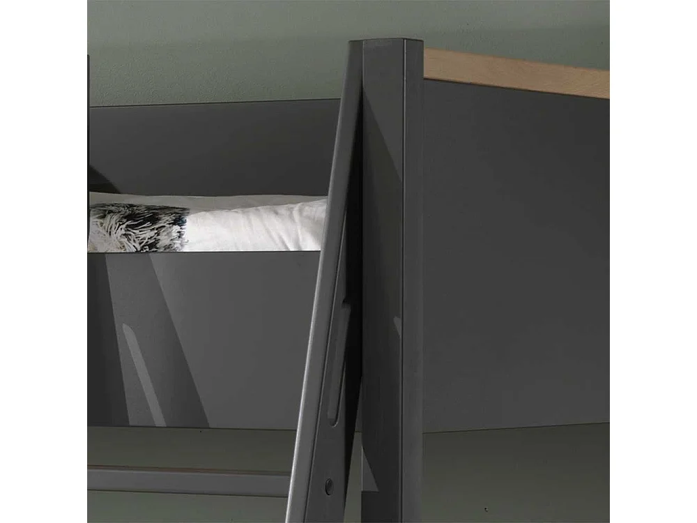 Hochbett Set Anthrazit im Skandi Design 160 cm hoch (dreiteilig)