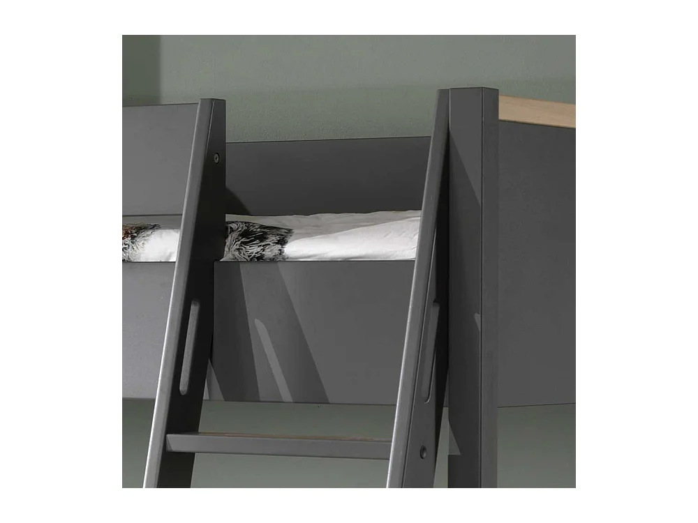 Kinder Etagenbett in Anthrazit Buchefarben