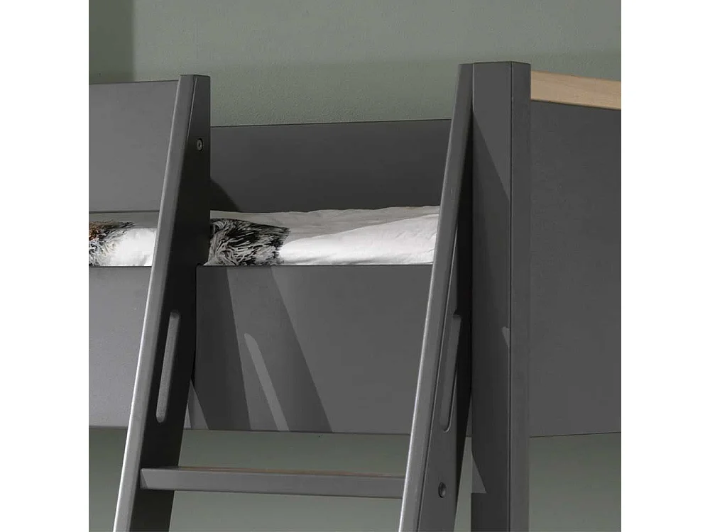 Kinder Etagenbett in Anthrazit Buchefarben