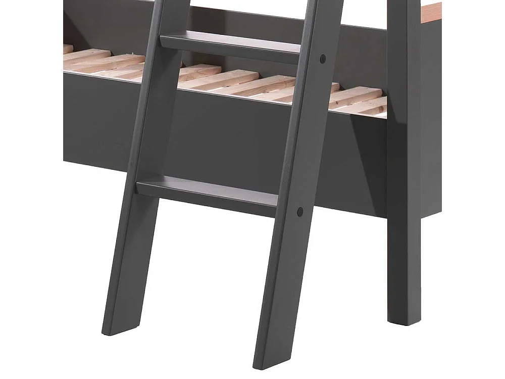 Kinder Etagenbett in Anthrazit Buchefarben