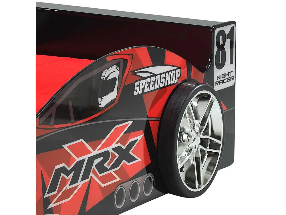 Kinder Einzelbett in Rennwagen Form Hochglanz rot