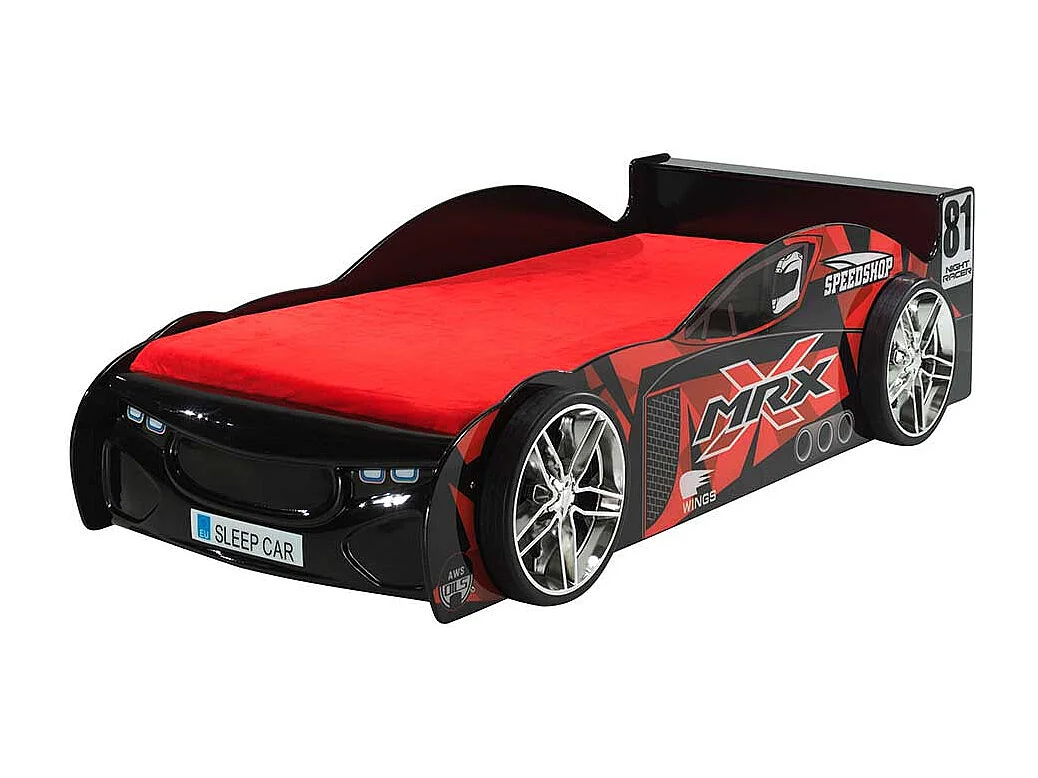 Kinder Einzelbett in Rennwagen Form Hochglanz rot