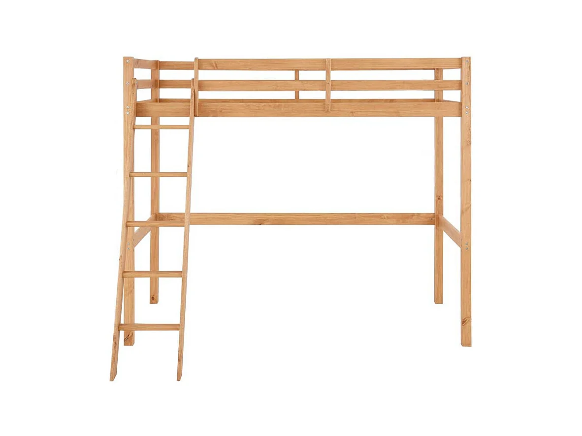 Hochbettgestell aus Kiefer Massivholz Leiter