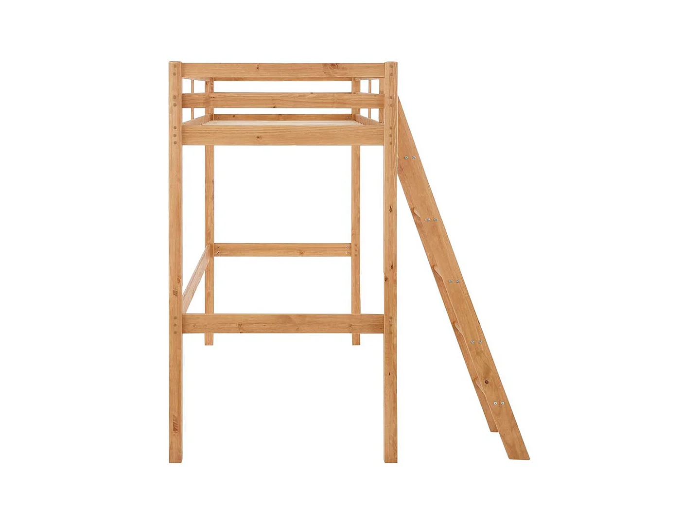 Hochbettgestell aus Kiefer Massivholz Leiter